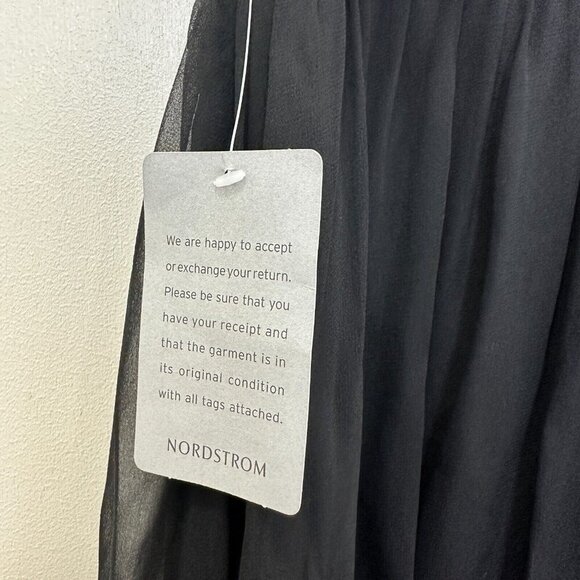 Aidan Mattox 100% Silk Long Black Maxi Dress Evening Gown Wedding Chiffon Beaded - Picture 8 of 15